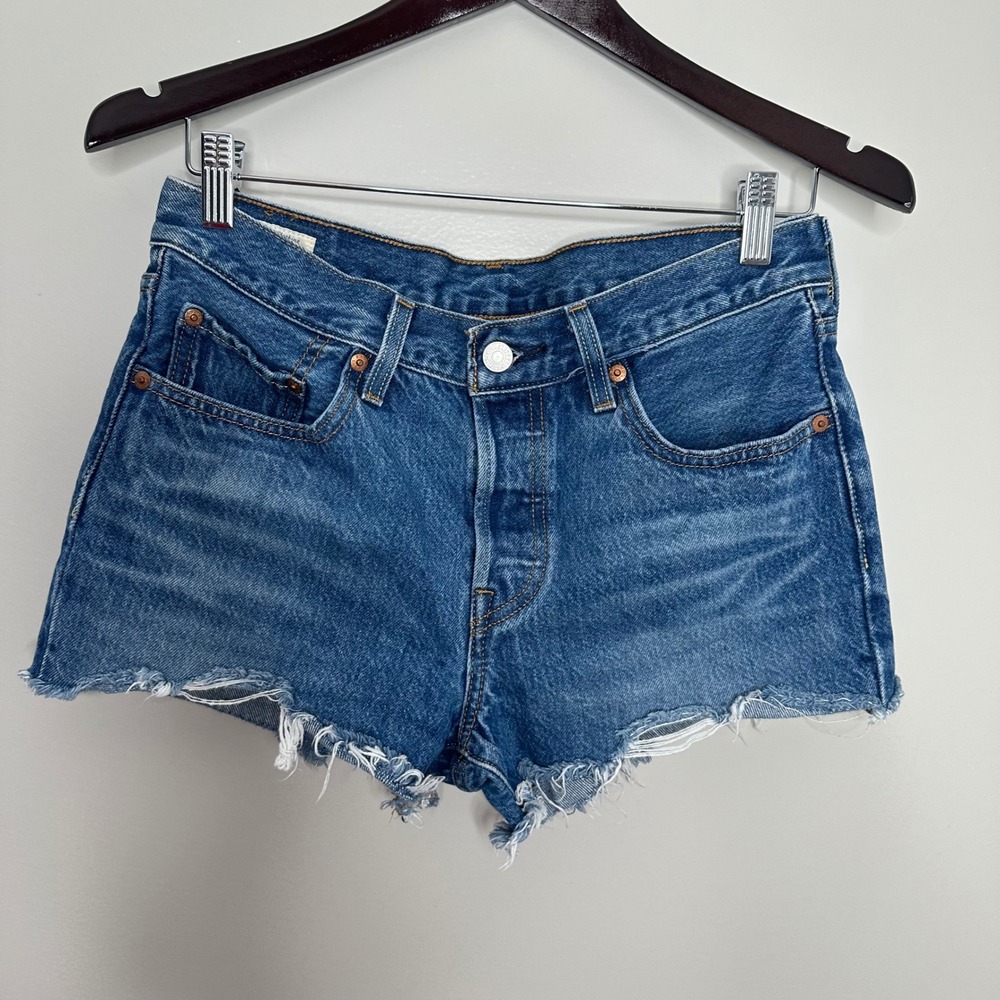Levi's‎ Premium 501 Women's Denim Cutoff Shorts W27 Distressed Frayed Hem